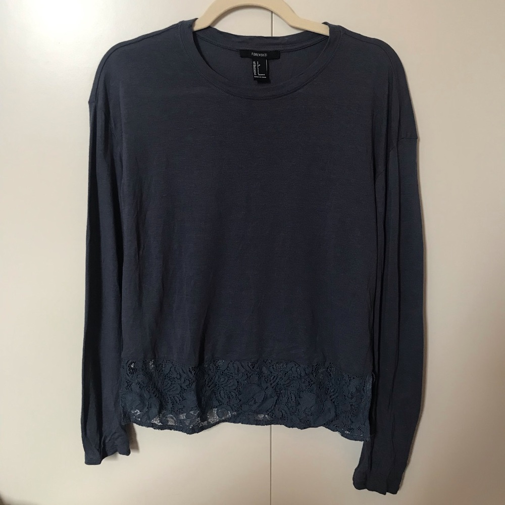 ⭐️4/$20⭐️Steel Blue Forever 21 long sleeve t size Small